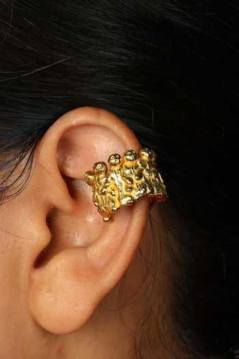 Arvino_Gold Plated Rajwarha Crinkle Unisex Ear Cuff - Single Pc _at_Aza_Fashions