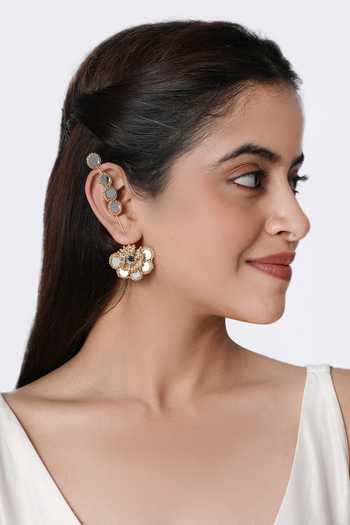 Buy_Vaidaan_Gold Plated Aarohi Handcrafted Mirror Earrings _at_Aza_Fashions