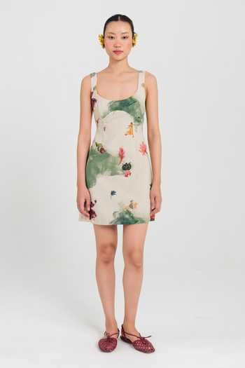 Buy_Jodi_Green Cotton Scoop Neck Sway Short Printed Dress _at_Aza_Fashions