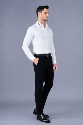 Varoin Marwah_White Cotton Satin Nazar Placement Embroidered Shirt _Online_at_Aza_Fashions