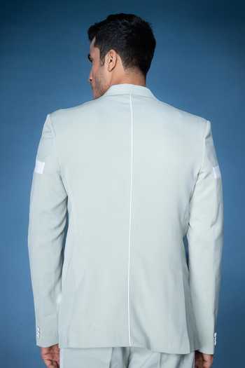 Buy_Varoin Marwah_Green Crepe The Serene Statement Blazer Set _Online_at_Aza_Fashions