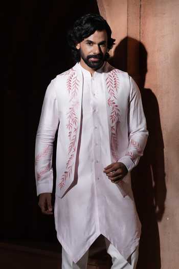 Shop_Varoin Marwah_Pink Silk Blushvine Embroidered Nehru Jacket Set _Online_at_Aza_Fashions