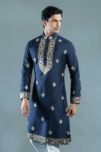 Buy_Varoin Marwah_Blue Silk The Stars Cast Embroidered Kurta Set 