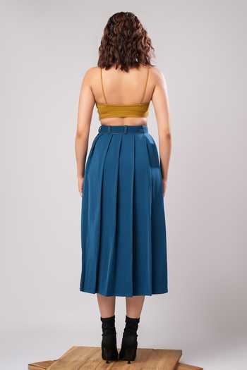 Shop_Ahi Clothing_Blue Crepe Bandeau Neck Ivy Braided Co-ord Skirt Set _at_Aza_Fashions