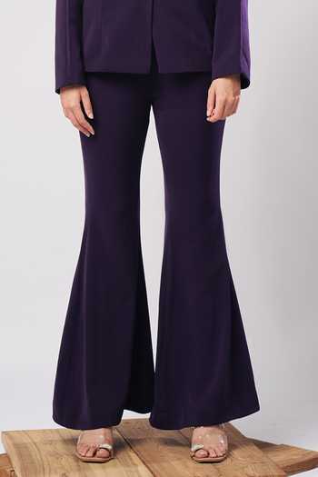 Shop_Ahi Clothing_Purple Crepe Violet Structured Blazer And Flared Trouser Set _Online_at_Aza_Fashions