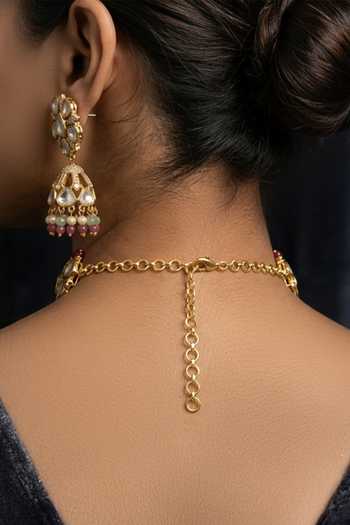Buy_Joules By Radhika_Multi Color Tavini Embellished Choker Necklace Set _Online_at_Aza_Fashions