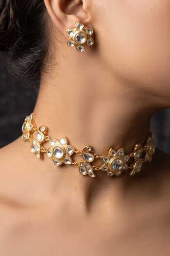 Buy_Joules By Radhika_Gold Plated Vaylina Embellished Choker Necklace Set _at_Aza_Fashions