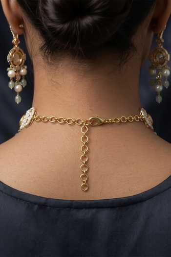 Joules By Radhika_Gold Plated Samvaya Embellished Choker Necklace Set _Online_at_Aza_Fashions