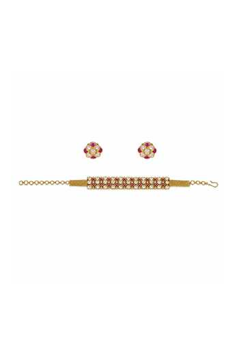 Shop_Joules By Radhika_Gold Plated Veshaya Embellished Choker Necklace Set _at_Aza_Fashions