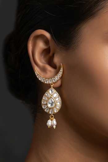 Joules By Radhika_White Nirvani Embellished Bridal Necklace Set _Online_at_Aza_Fashions