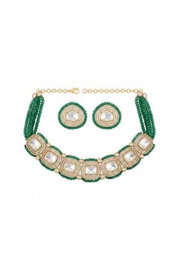 Shop_Joules By Radhika_Gold Plated Sayoni Embellished Choker Necklace Set _at_Aza_Fashions