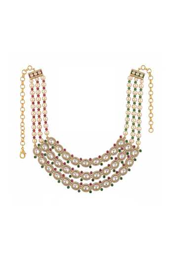 Shop_Joules By Radhika_Gold Plated Kavisha Layered Necklace _at_Aza_Fashions