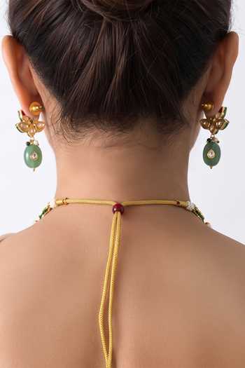 Buy_Joules By Radhika_Green Mireya Embellished Necklace Set _Online_at_Aza_Fashions