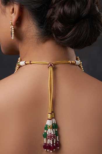 Buy_Joules By Radhika_Gold Plated Sairya Embellished Choker Necklace Set _Online_at_Aza_Fashions