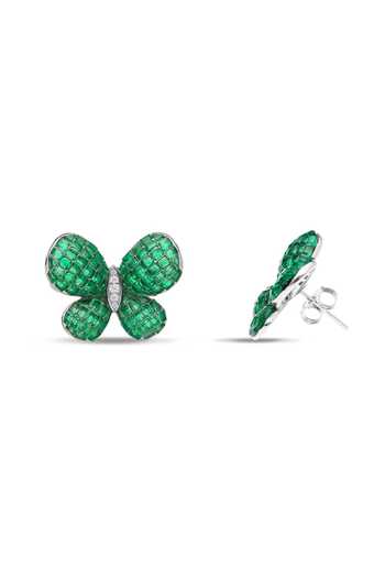 Shop_Miss Jo_Green Whimsical Winged Studs Earrings _at_Aza_Fashions