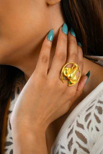 Shop_Totapari_Gold Plated Corbett Dhikala Tusker Ring _Online_at_Aza_Fashions