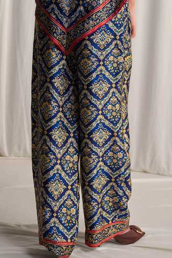 Shop_Dash And Dot_Multi Color Viscose Halter Neck Scarf Print Top And Pant Set _Online_at_Aza_Fashions
