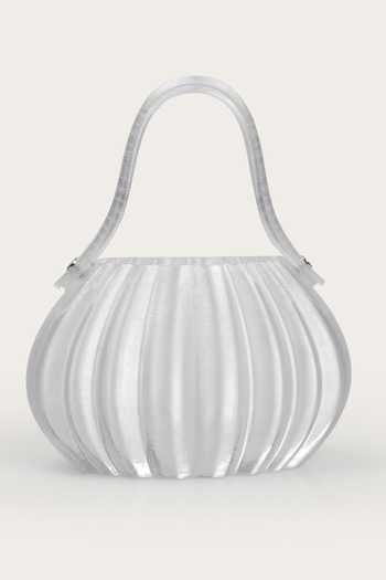 Shop_Orriri_White Drop Sculptural Ribbed Shell Bag _at_Aza_Fashions