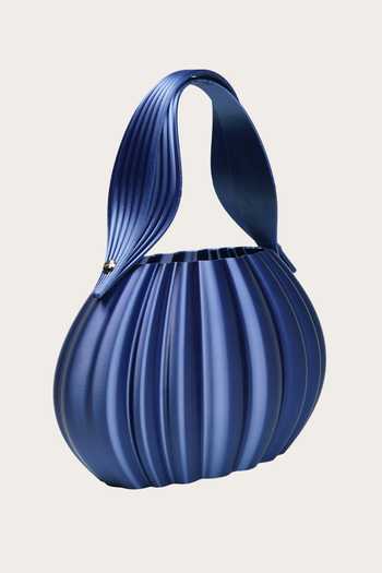Orriri_Blue Astra Sculptural Pleated Bag _Online_at_Aza_Fashions
