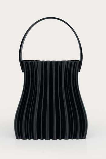 Shop_Orriri_Black Lunar Wave Textured Pattern Bag _at_Aza_Fashions