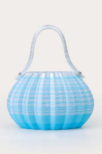 Buy_Orriri_Blue Cotton Candy Striped Round Handbag _at_Aza_Fashions