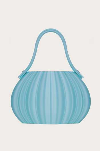 Shop_Orriri_Sky Blue Frostine Ribbed 3d Printed Bag _at_Aza_Fashions