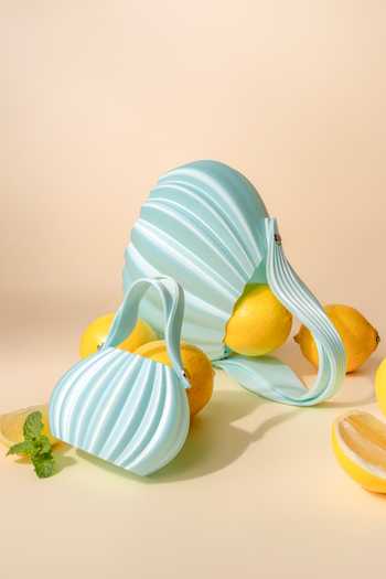 Buy_Orriri_Sky Blue Frostine Ribbed 3d Printed Bag _Online_at_Aza_Fashions