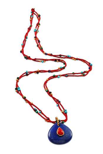 Arvino_Multi Color Volcanic Cord Pendant Necklace _Online_at_Aza_Fashions