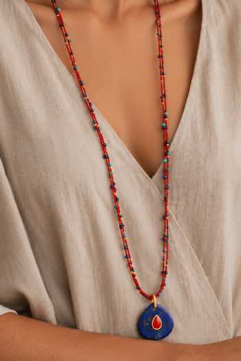 Buy_Arvino_Multi Color Volcanic Cord Pendant Necklace _Online_at_Aza_Fashions