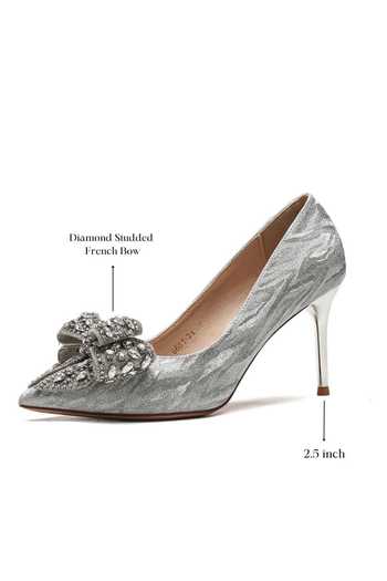 Ozzaro_Silver Shehzadi Pu Leather Heels _Online_at_Aza_Fashions
