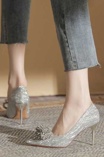 Buy_Ozzaro_Silver Shehzadi Pu Leather Heels _Online