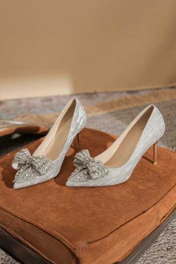 Shop_Ozzaro_Silver Shehzadi Pu Leather Heels _at_Aza_Fashions