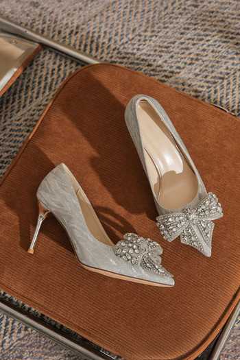 Ozzaro_Silver Shehzadi Pu Leather Heels 