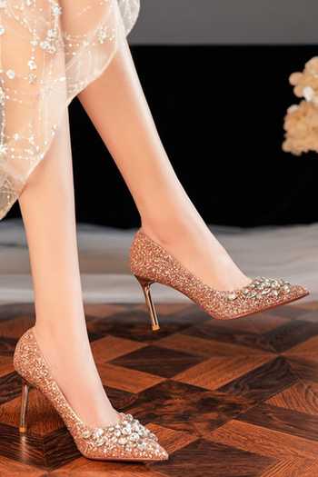 Buy_Ozzaro_Rose Gold Maharani Stone Studded Heels 