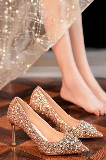 Ozzaro_Rose Gold Maharani Stone Studded Heels _Online