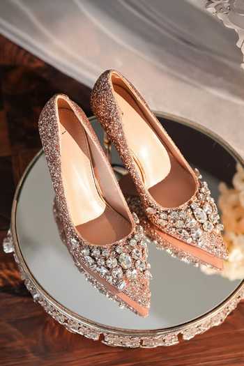 Shop_Ozzaro_Rose Gold Maharani Stone Studded Heels _Online