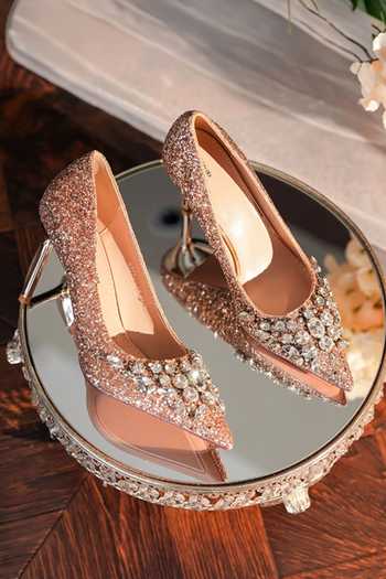 Ozzaro_Rose Gold Maharani Stone Studded Heels 