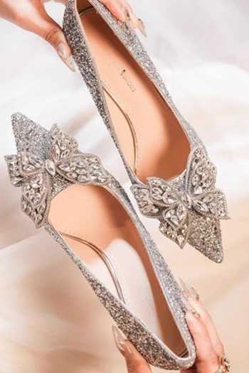 Ozzaro_Silver Malika Rhinestone Studded Heels _Online