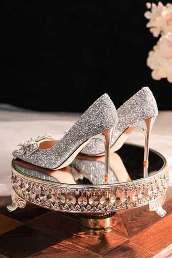 Buy_Ozzaro_Silver Malika Rhinestone Studded Heels _Online