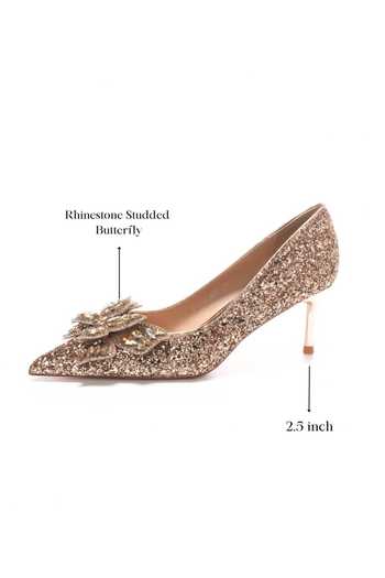 Shop_Ozzaro_Gold Malika Shimmer Rhinestone Heels _Online_at_Aza_Fashions
