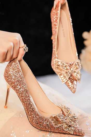 Buy_Ozzaro_Gold Malika Shimmer Rhinestone Heels 