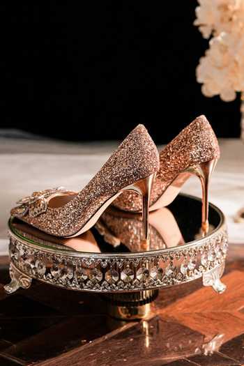 Ozzaro_Gold Malika Shimmer Rhinestone Heels _Online