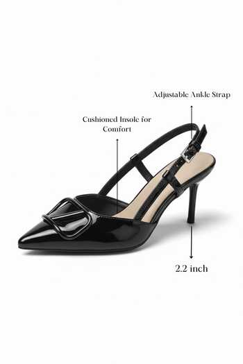 Buy_Ozzaro_Black City Luxe Embossed Heels _Online_at_Aza_Fashions