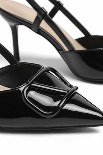 Ozzaro_Black City Luxe Embossed Heels _Online