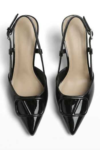 Shop_Ozzaro_Black City Luxe Embossed Heels _at_Aza_Fashions