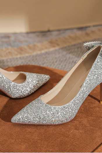 Ozzaro_Silver Anmol Rhinestone Studded Bow Stilletos _Online