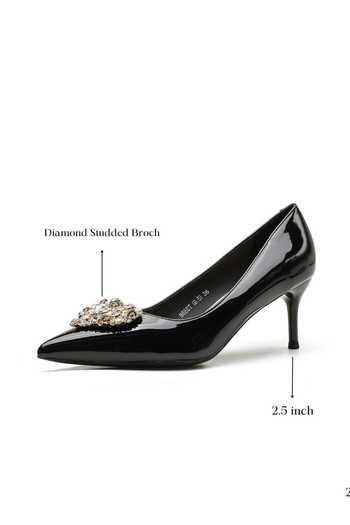 Buy_Ozzaro_Black Swag Crystal Brooch Embellished Stiletto Heels _Online_at_Aza_Fashions