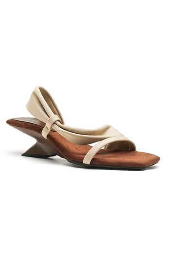 Shop_Ozzaro_Beige Chairwomen Choice Pu Leather Heels _at_Aza_Fashions