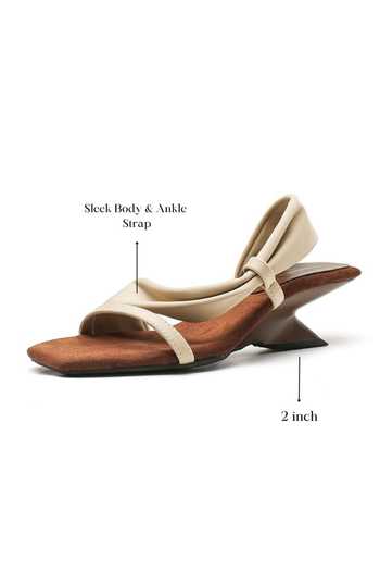 Ozzaro_Beige Chairwomen Choice Pu Leather Heels _Online_at_Aza_Fashions