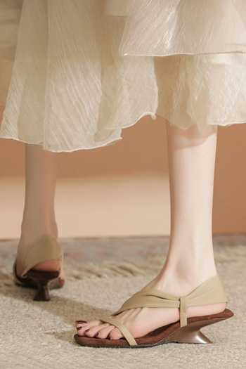 Ozzaro_Beige Chairwomen Choice Pu Leather Heels _Online